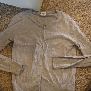 Sunday Best Light Gray Button-Front Crewneck Cardigan